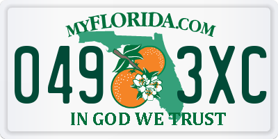 FL license plate 0493XC