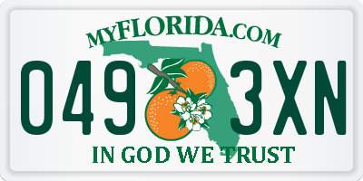 FL license plate 0493XN