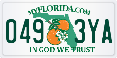 FL license plate 0493YA