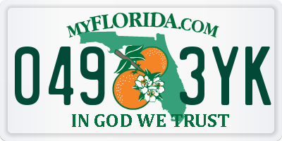FL license plate 0493YK