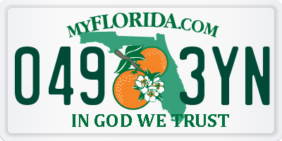 FL license plate 0493YN