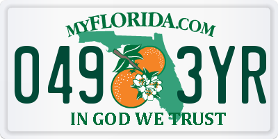 FL license plate 0493YR