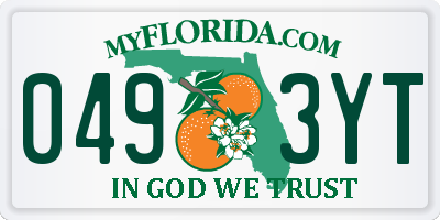 FL license plate 0493YT