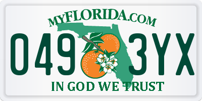 FL license plate 0493YX