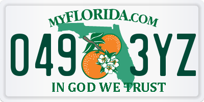 FL license plate 0493YZ