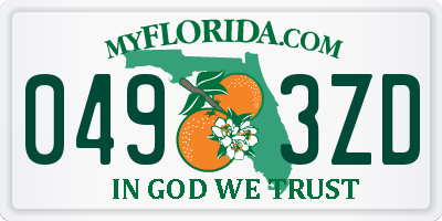 FL license plate 0493ZD