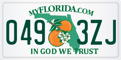 FL license plate 0493ZJ