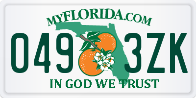 FL license plate 0493ZK