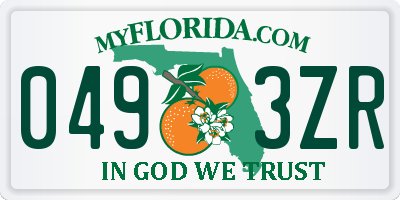 FL license plate 0493ZR