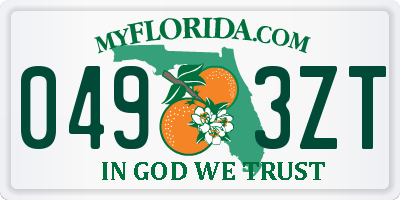 FL license plate 0493ZT