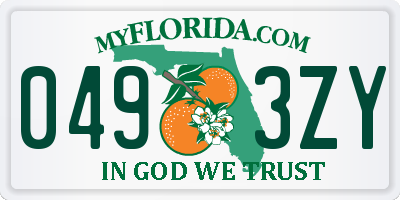FL license plate 0493ZY