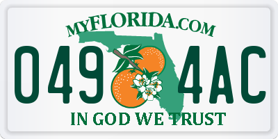 FL license plate 0494AC