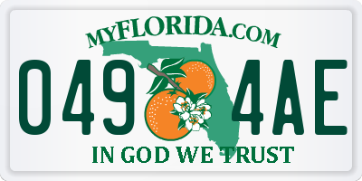 FL license plate 0494AE