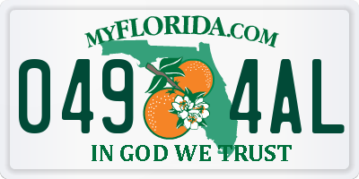 FL license plate 0494AL