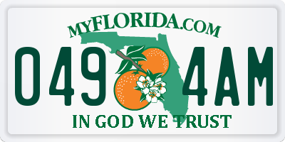 FL license plate 0494AM