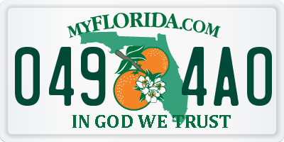 FL license plate 0494AO