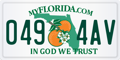 FL license plate 0494AV
