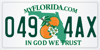 FL license plate 0494AX