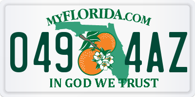FL license plate 0494AZ