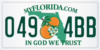 FL license plate 0494BB