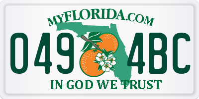 FL license plate 0494BC
