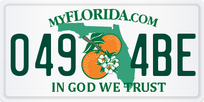FL license plate 0494BE