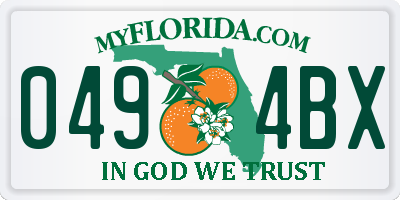 FL license plate 0494BX
