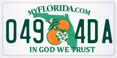 FL license plate 0494DA