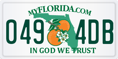 FL license plate 0494DB