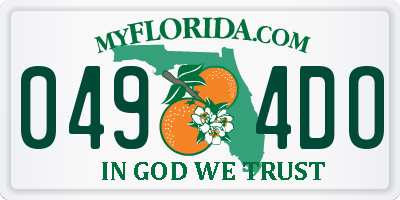 FL license plate 0494DO