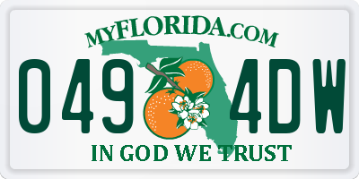 FL license plate 0494DW