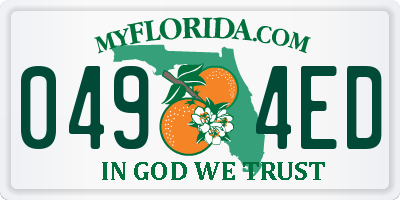 FL license plate 0494ED