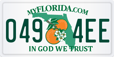 FL license plate 0494EE