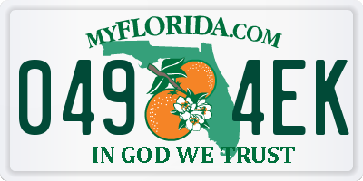FL license plate 0494EK