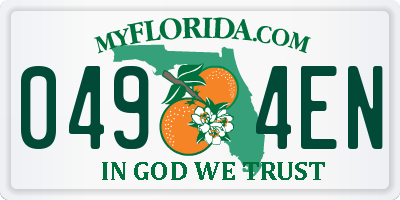 FL license plate 0494EN