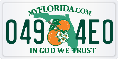 FL license plate 0494EO