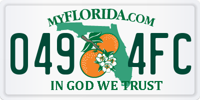 FL license plate 0494FC