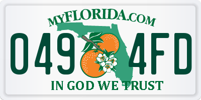 FL license plate 0494FD