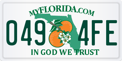 FL license plate 0494FE