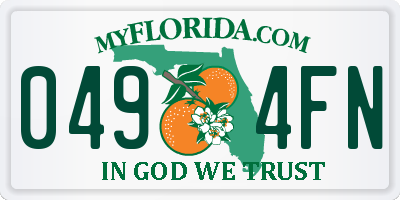 FL license plate 0494FN