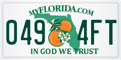 FL license plate 0494FT