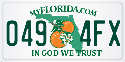 FL license plate 0494FX