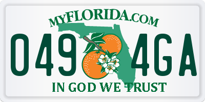 FL license plate 0494GA