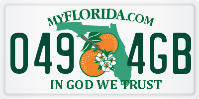 FL license plate 0494GB