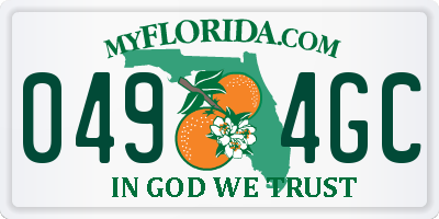 FL license plate 0494GC