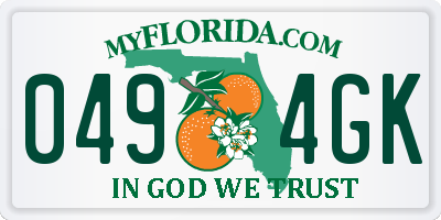 FL license plate 0494GK