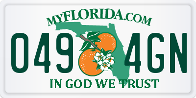 FL license plate 0494GN