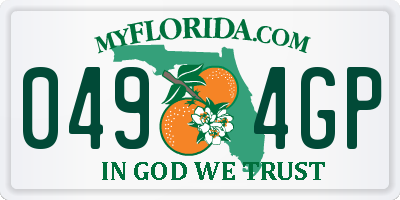 FL license plate 0494GP
