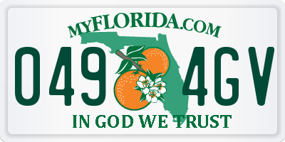 FL license plate 0494GV