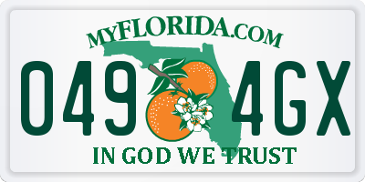 FL license plate 0494GX